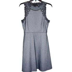 Banana Republic Dress 6 Sleeveless Floral Lace Pockets Middi Party Harringbone 6